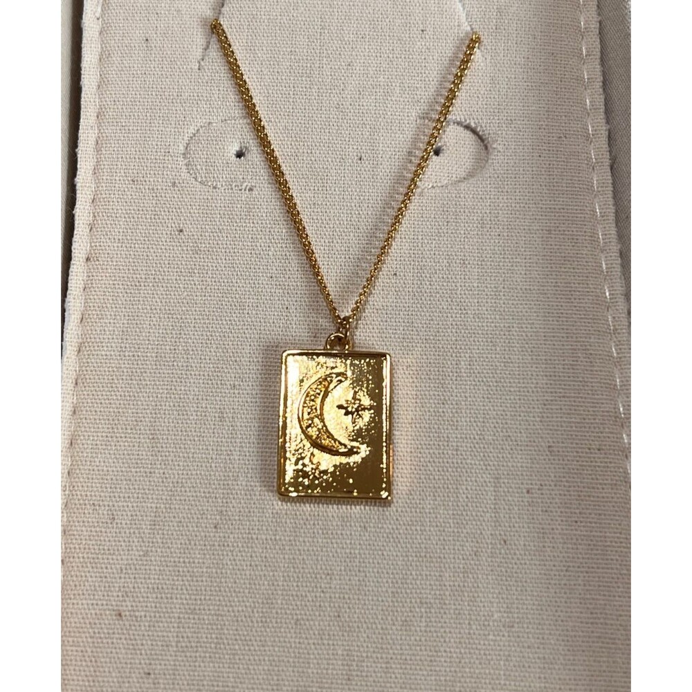 24k Gold Plated Crescent Moon Star Pendant Necklace Celestial Witchy NIB Mayamar - Picture 4 of 11